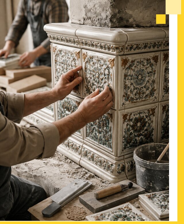 Изразцовые камины под ключ в Химках: проект и монтаж