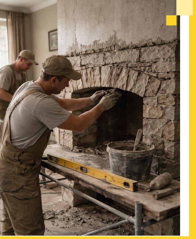 Изготовление каминов под ключ в Химках, монтаж и отделка