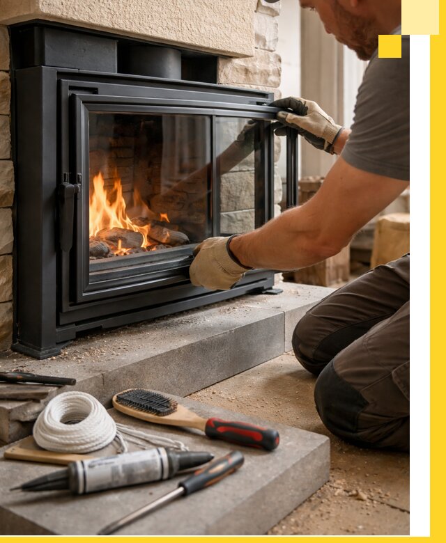 Производство, монтаж и доставка каминов со стеклом в Химках