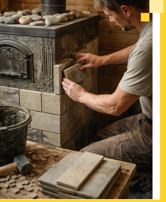 Облицовка банных печей в Химках профессиональная отделка