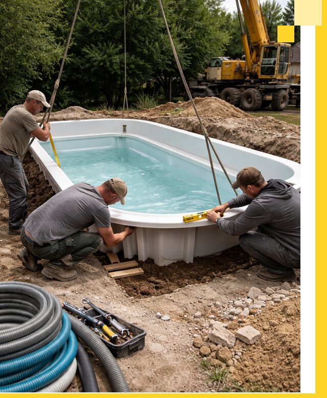 Установка и монтаж композитных бассейнов под ключ в Химках