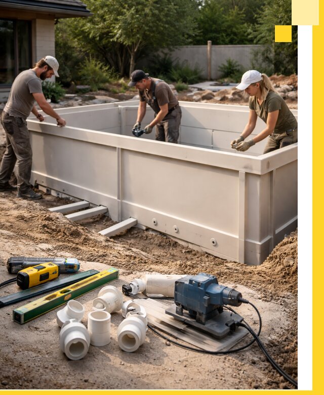 Установка полипропиленовых бассейнов под ключ в Химках