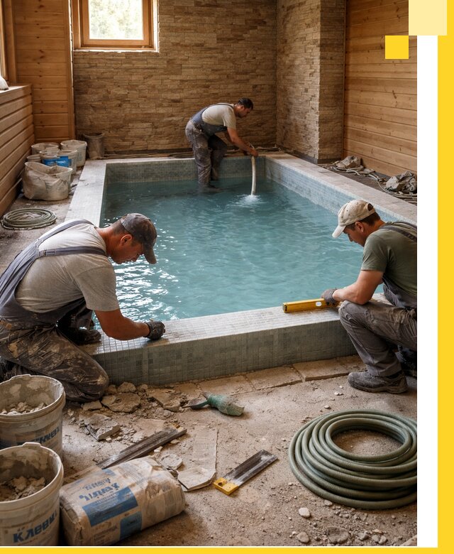 Проектирование и строительство бассейнов для бани в Химках