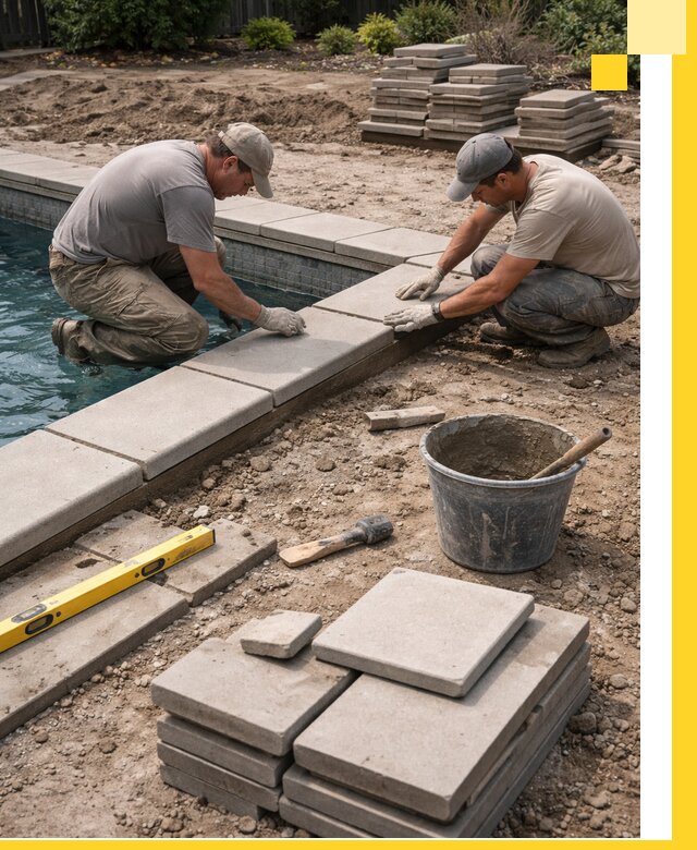 Установка и изготовление копингового камня для бассейнов в Химках