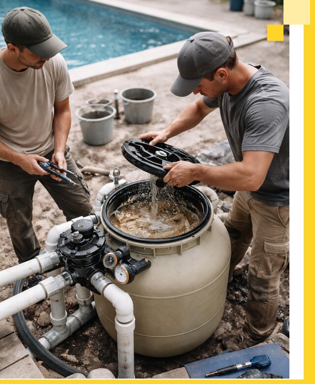 Установка и обслуживание песочных фильтров для бассейнов в Химках