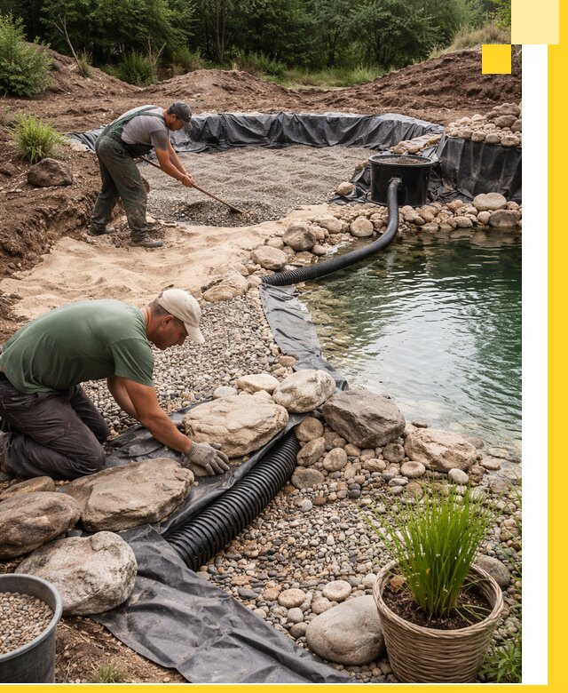 Строительство природных бассейнов и озер в Химках под ключ
