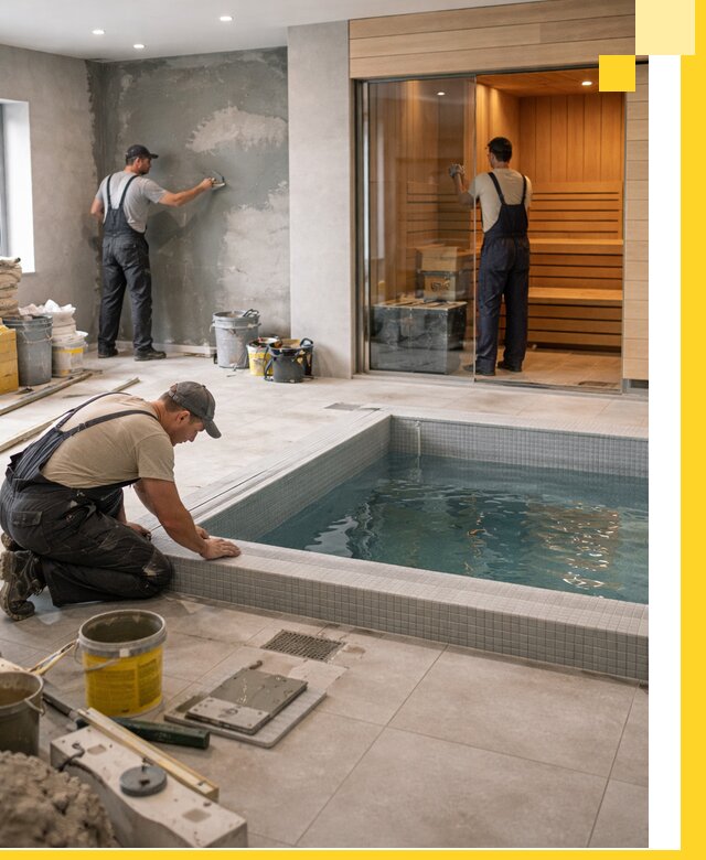 Проектирование и строительство сауны с бассейном в Химках