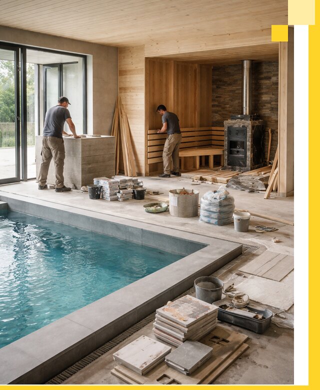 Проектирование и строительство бань с бассейном в Химках