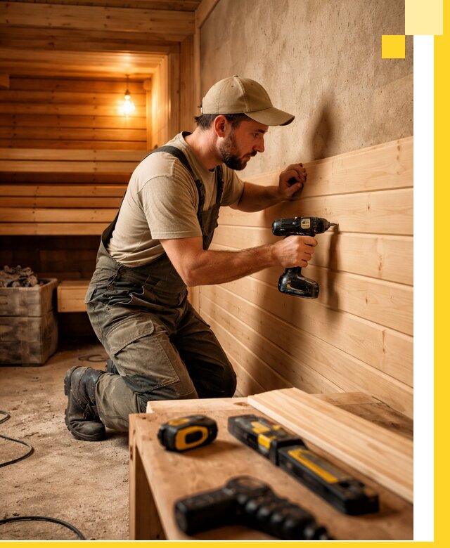 Профессиональная внутренняя отделка бани в Химках под ключ