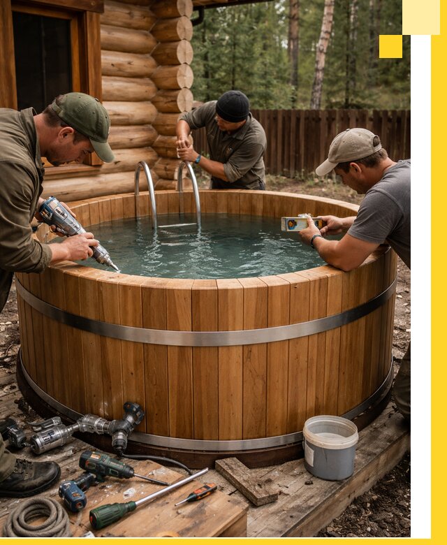 Строительство бань с купелью под ключ и отделкой в Химках