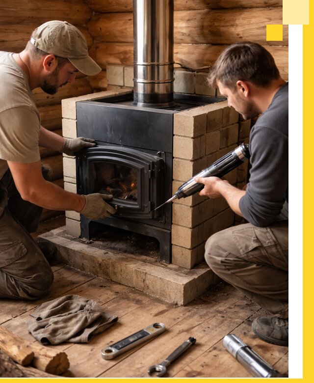 Монтаж и установка печи в бане под ключ с гарантией в Химках