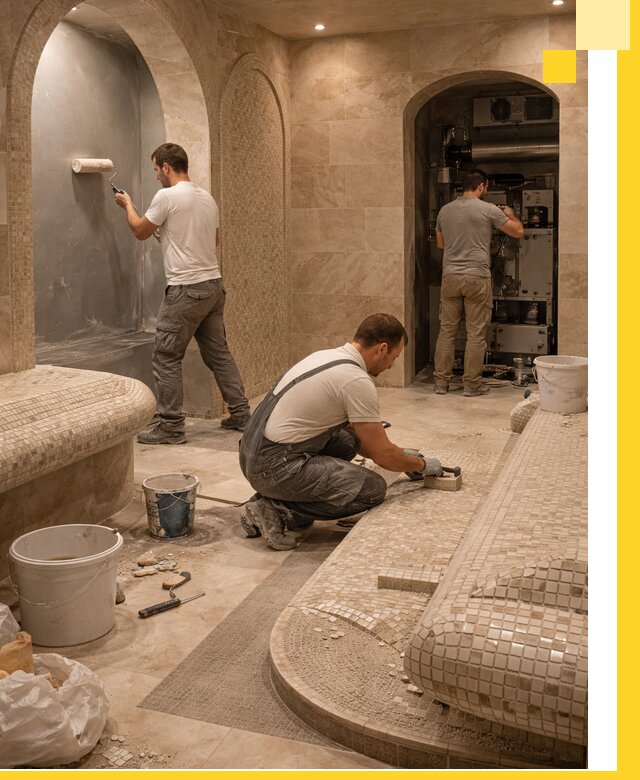 Строительство бани с хамамом и бассейном под ключ в Химках