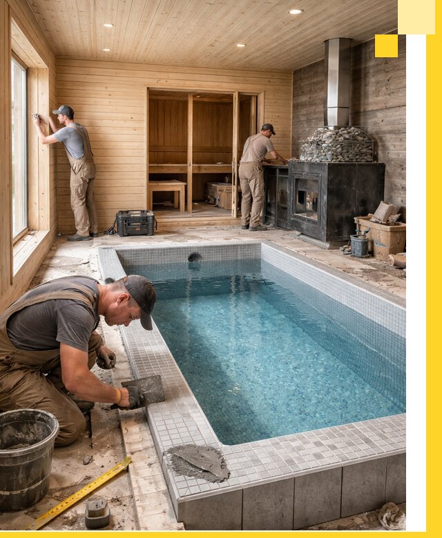 Проект бани с бассейном и сауной в Химках под ключ