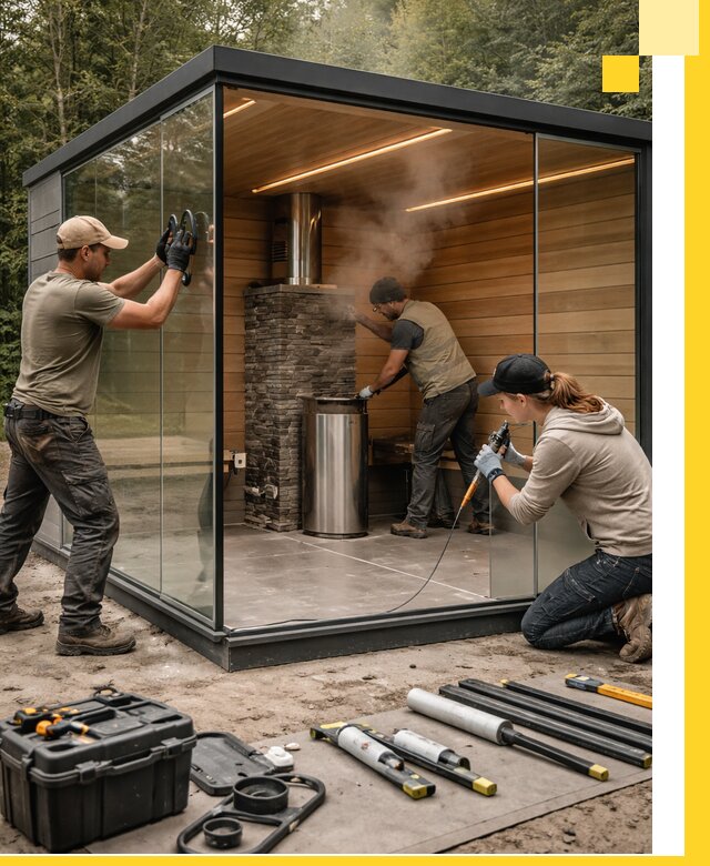 Проектирование и строительство стеклянных бань в Химках