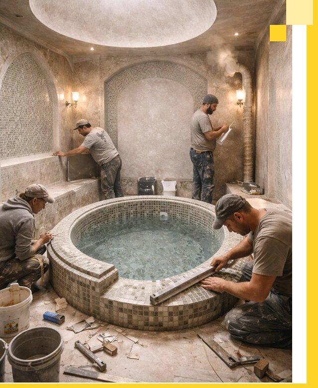 Профессиональное строительство хамама с бассейном в Химках под ключ