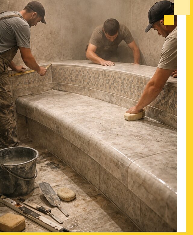 Изготовление и установка сидений для хамама в Химках