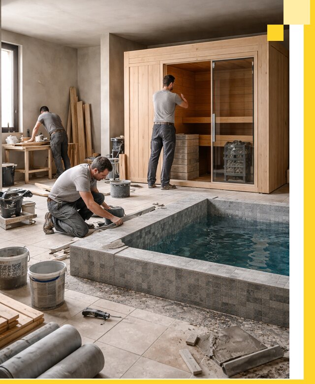 SPA зоны под ключ с бассейном сауной и печью в Химках